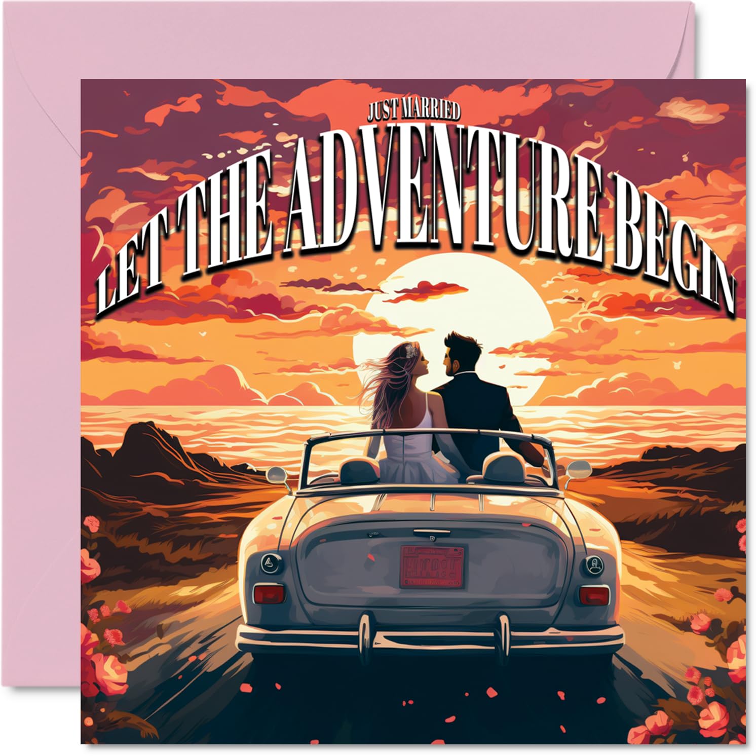 Wedding Cards for Bride and Groom - Adventure - Happy Wedding Day Cards Congratulations, Congrats Well Done Just Married Card, 145mm Marriage Greeting for Couples