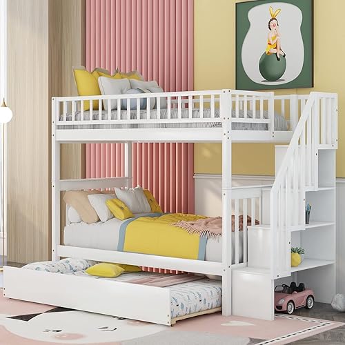 Miniatura 9 de Harper  Bright Designs Litera de madera completa sobre matrimonial con nido litera matrimonial separable que se puede separar en 2 camas con