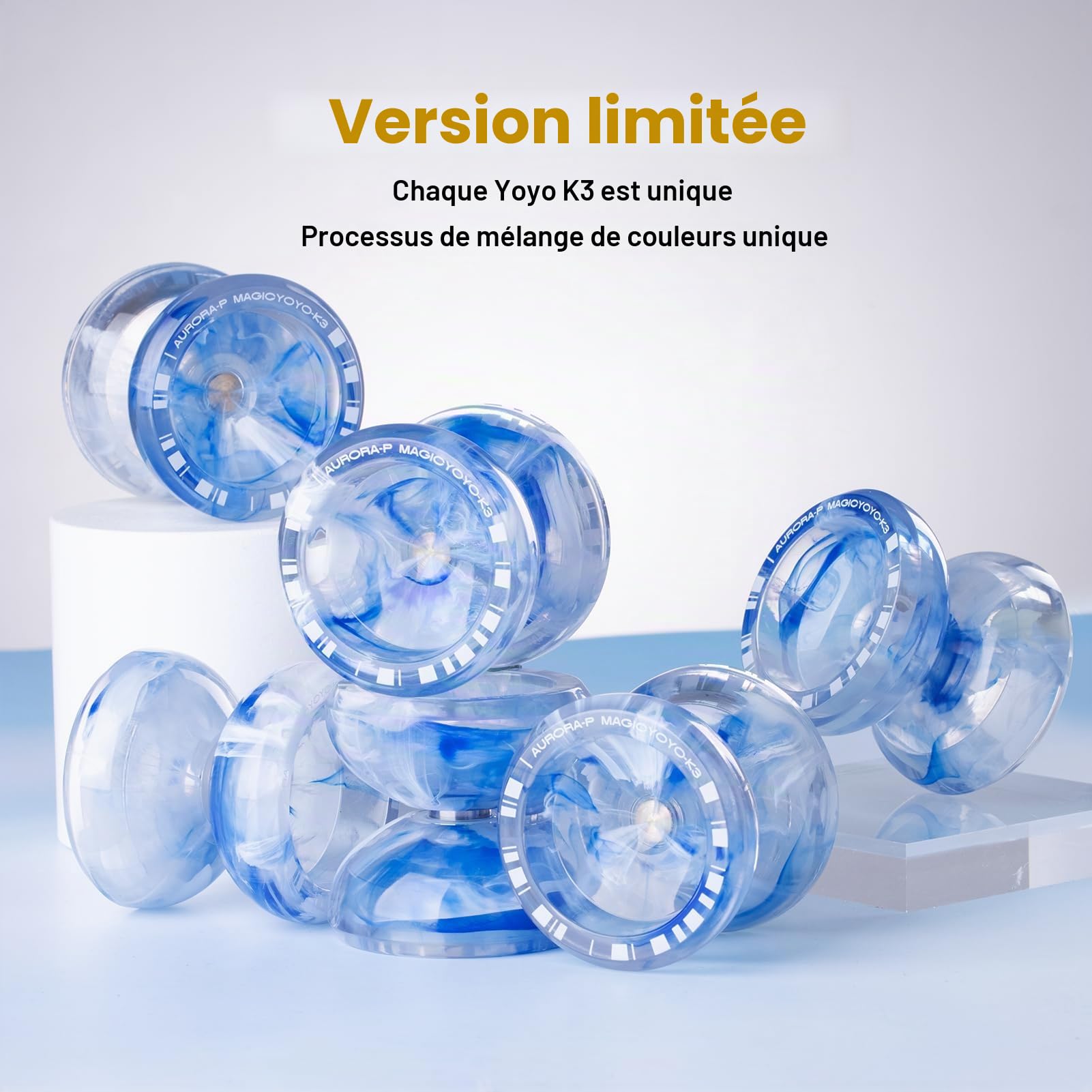 MAGICYOYO JoJo K3 Aurora-p, Yoyo professionnel pour spin, yo-yo réactif et non réactif pour débutants et avancés, avec 12 cordes Yoyo et kit d'accessoires Yo
