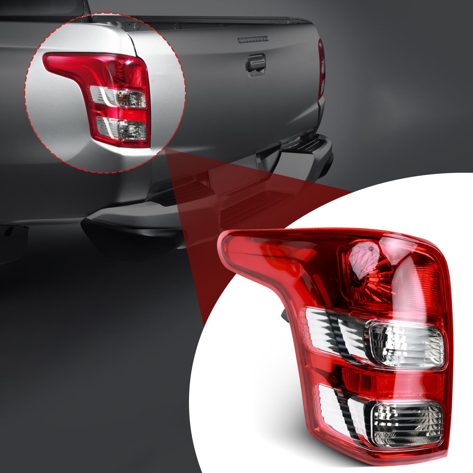 Luces Traseras izquierdo para Mitsubishi L200 2015 2016 2017 GrupoLuz Trasera para 8330A943 8330A944 Faros traseros Luz de freno lateral Lado conductor