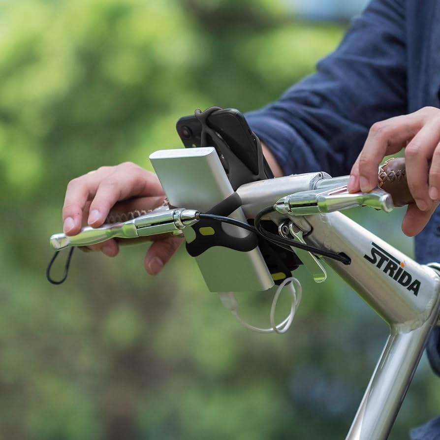 自転車 スマホホルダー + モバイルバッテリー ホルダー（ブラック） スマホホルダー 自転車 バイク 携帯ホルダー モバイルバッテリー