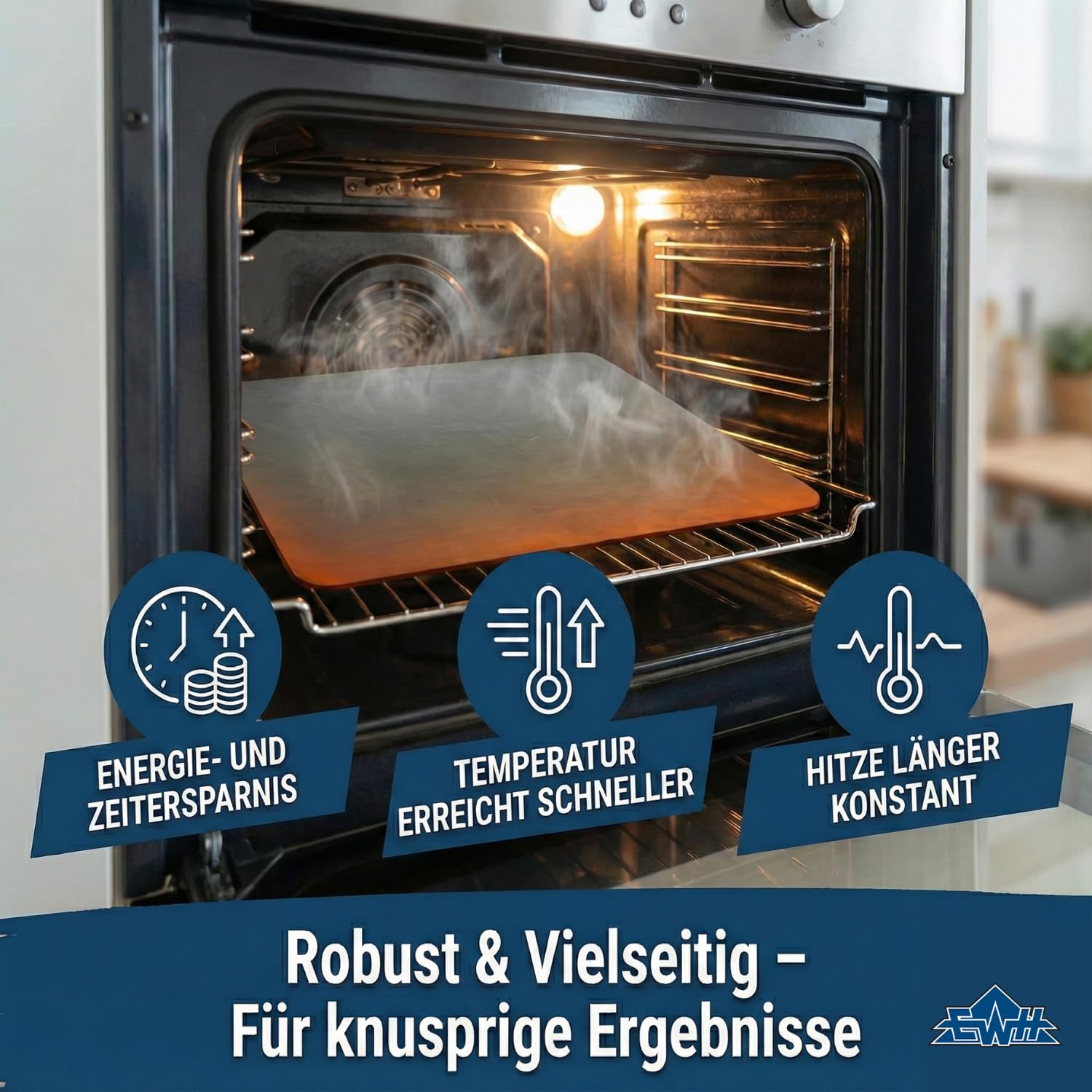 EWH Backstahl 40 x 30 cm - 6 mm de grosor - Sin bordes afilados - Piedra para pizza para horno y parrilla - Fabricado en Alemania (40 x 30 cm en 6 mm)
