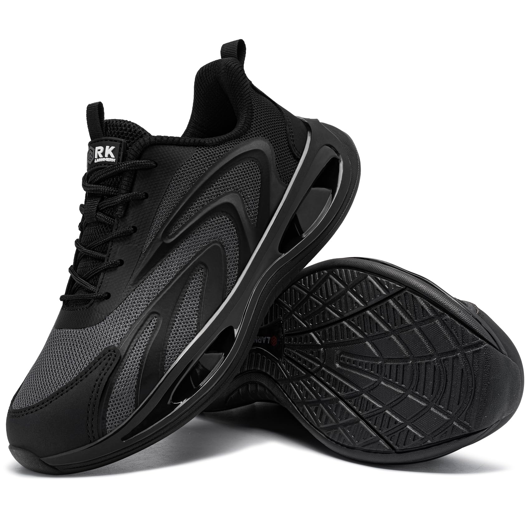LARNMERN Zapatos de Seguridad Mujer Zapatillas de Seguridad Amortiguación Ligeros Comodidad Transpirabilidad Moda Zapatos de Trabajo(Gris,38.5EU)
