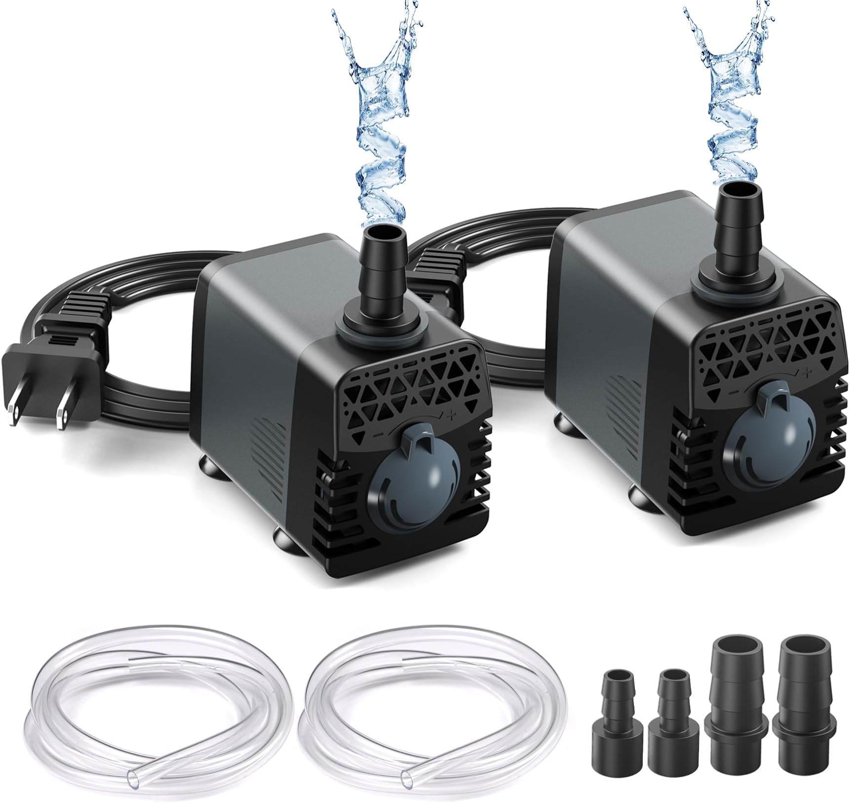 Ankway Upgraded Submersible Water Pump Humanized Rotation Switch with 2 Nozzles for Pond Aquarium Fish Tank Fountain Inline, with 5.9ft (1.8M) Power Cord