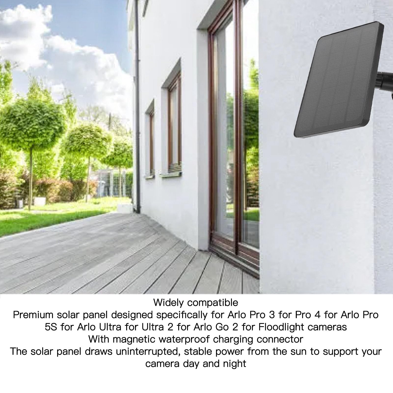 10W Solar Panel Charger, High Efficiency Monocrystalline Silicon Portable Kit with 360 Degree Rotatable Bracket for Outdoor Security Cameras (Black)