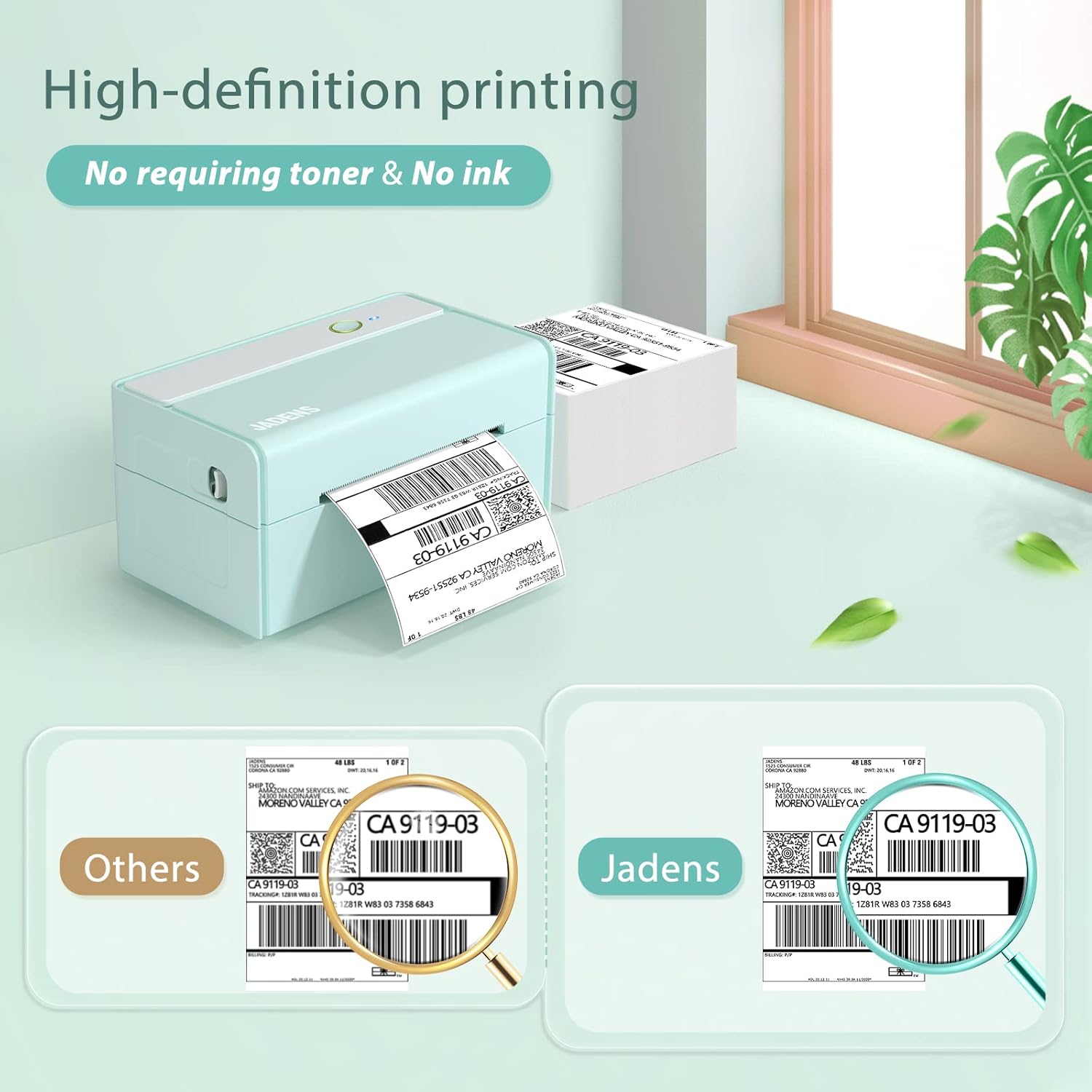JADENS Bluetooth Thermal Label Printer -Wireless Shipping Label Printer for Small Business & Package, USPS, Etsy, Amazon, Compatible with iPhone, Windows, Android, 4x6, Label Maker, Green - Image 5