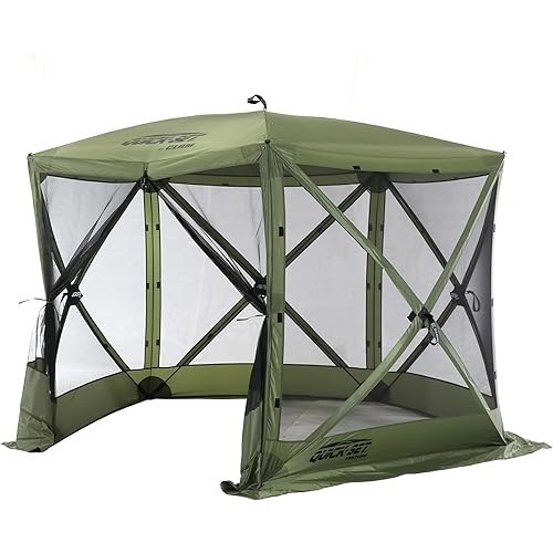 CLAM Pop Up Screen Tent, Outdoor Camping Gazebo Canopy, Venture, 9' x 9', Green