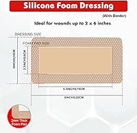 Vista 2 de FRESINIDER Paquete de 5 apósitos de espuma de silicona para heridas de 4" x 8" - Vendajes adhesivos impermeables con bordes - Súper absorbentes
