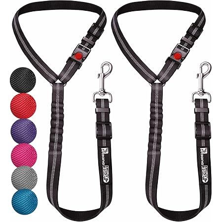 2 Pack Dog Seat Belt Adjustable Dog Car Seatbelts For Vehicle Nylon Pet Safety Seat Belt With Elastic Bungee Buffer Reflective & Durable Car Harness For Dogs - View #5