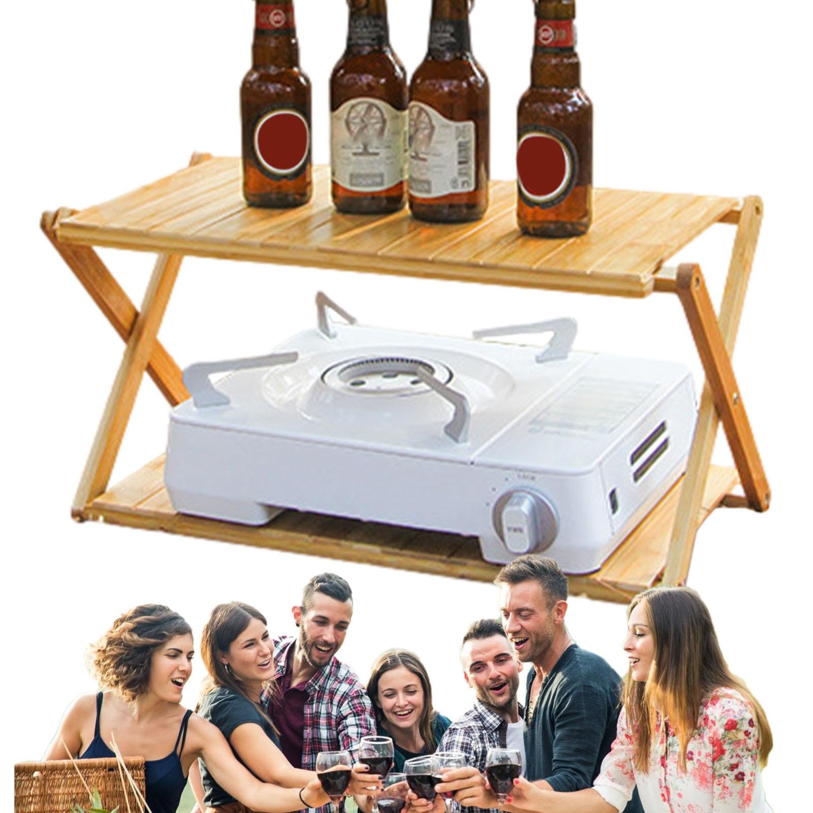 Étagère Pliante Rangement Camping Organisateur De Rangement Facile À | 2 Niveaux Support De Rangement Pliant Extérieur Salle De Bain, Accessoires De Camping Pour Livres, Divers, Cuisine