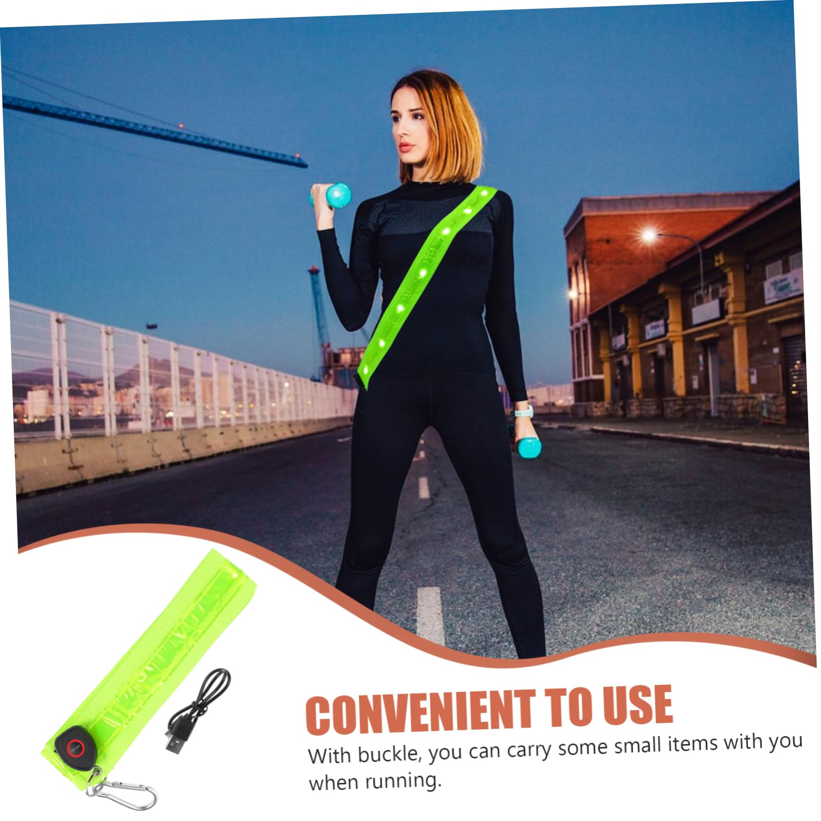 BESTonZON Bretelles croisées Lumineuses Lumière LED Ceinture LED Brassard de Course à Pied lumières LED Bande LED bandoulière LED en Cours d'exécution bandoulière LED rougeoyante Nylon Vert