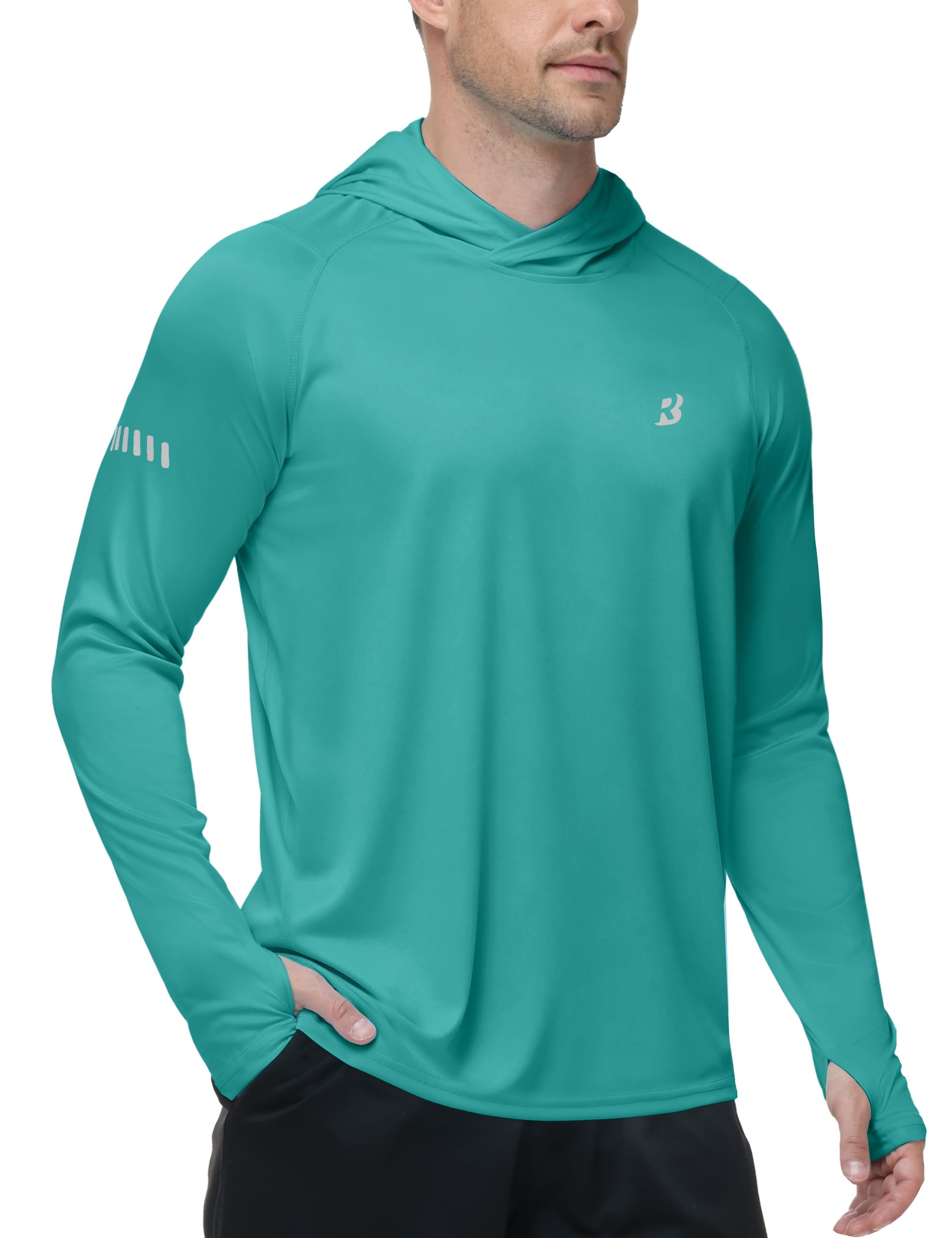 Roadbox Men's UPF 50+ Sun Hoodie, UV Long Sleeve Fishing Shirts Rash Guard