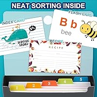 Vista 6 de Estuche de tarjetas de índice H4D de 3x5 con 100 tarjetas de índice pesadas rayadas y separadores, negro