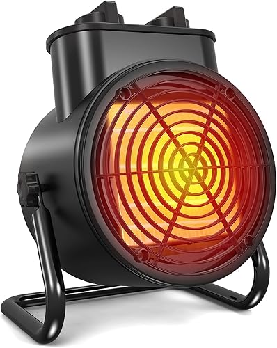 Auertech Calentador de invernadero con termostato, calentador eléctrico de 1500 W con control de perilla, calentamiento rápido 3S, protección contra