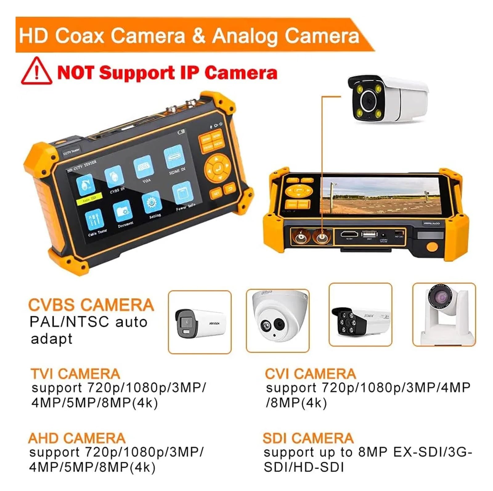 Tester for Telecamera CCTV 4K 8MP AHD CVI TVI CVBS Tester for Telecamera IP Display HD Monitor Video Touch Screen IPS da 5.4 Pollici Strumento Tester IPC(IPC-5100Plus)