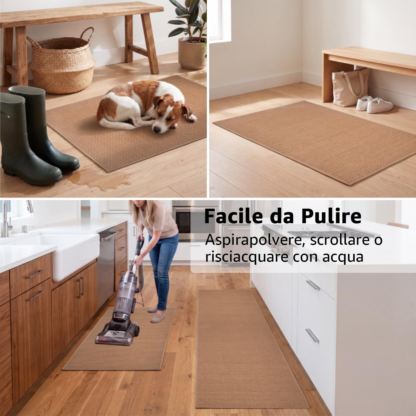 Zerbino 44x150cm, Passatoia da Cucina Antimacchia, Tappeto Corridoio | Gomma Antiscivolo, Tappetino per Pavimenti in Piastrelle e Legno, Porta D'Ingresso, Ingresso, Cucina, Bagno, Lavanderia