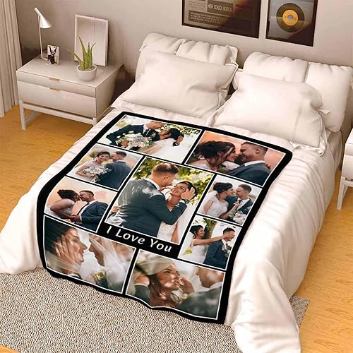 Miniatura 4 de FnprtMo Manta personalizada, 9 fotos, manta personalizada, manta personalizada, regalos para cumpleaños o Navidad
