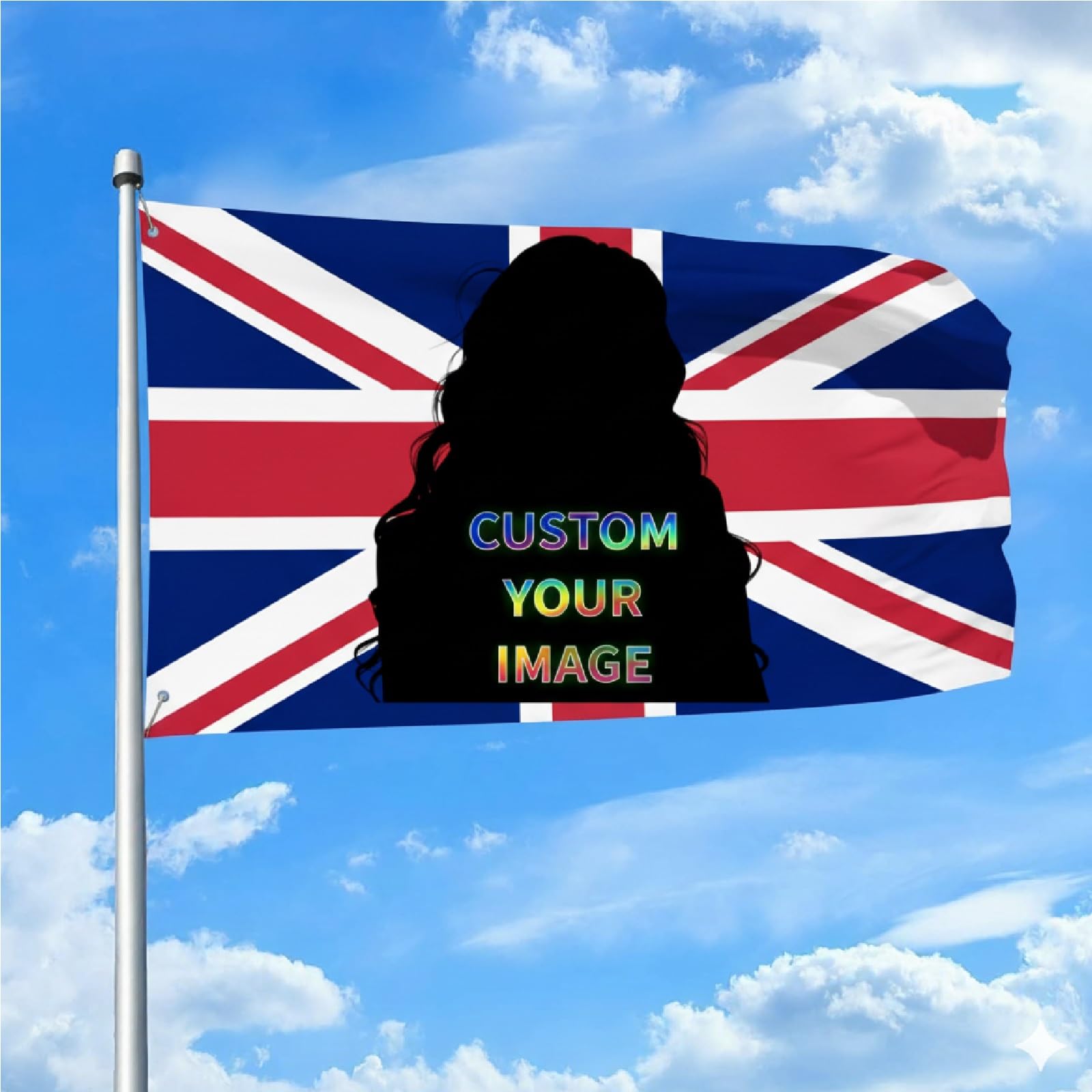 Custom Flag, Personalised Flags Banner with Your Photo/Logo/Text, Make Your Own Flag with Text Logo Photo, Personalised UK/US Pink Flag Customizable flag DIY Birthdays, Wedding (Style 4) — image 1