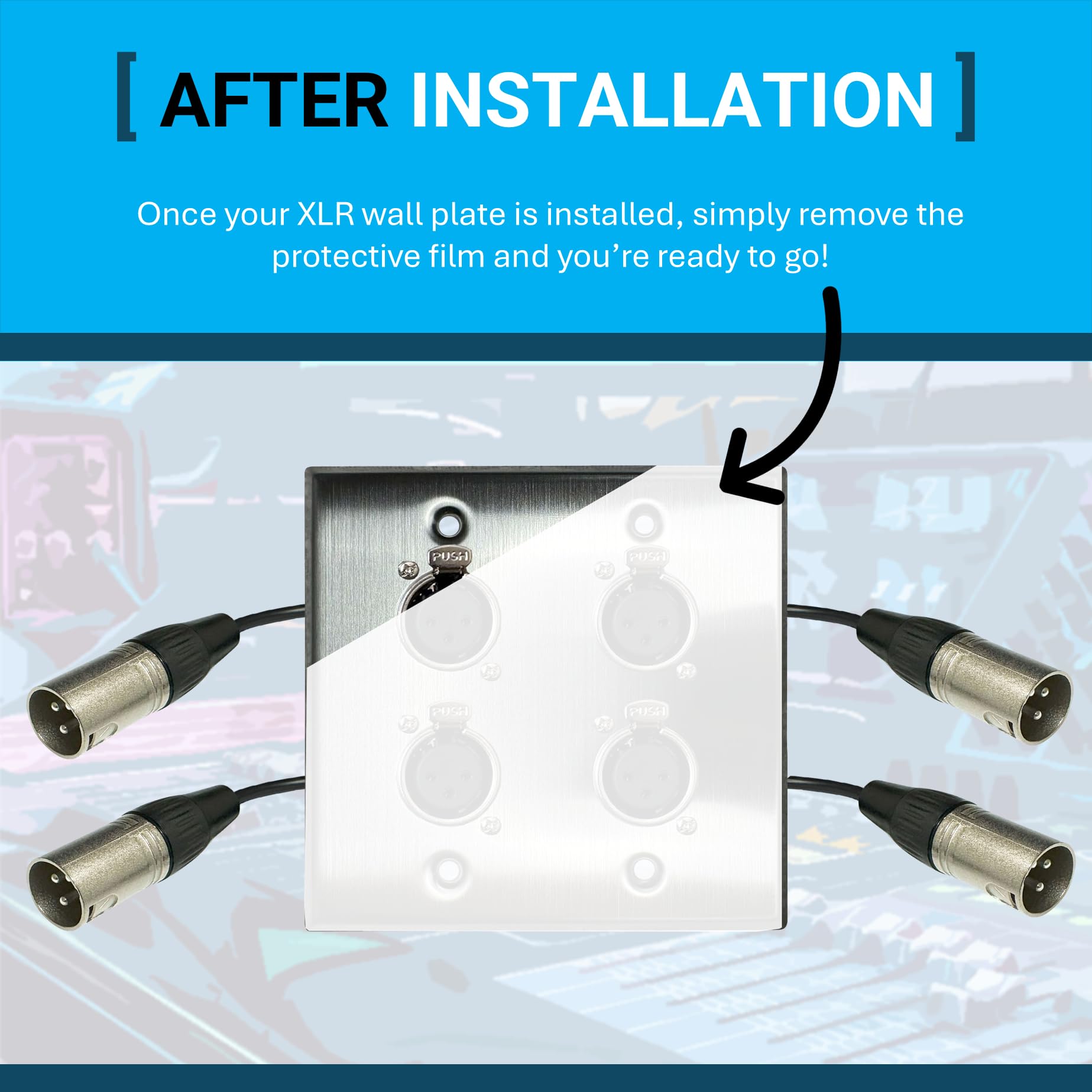 DIYTECH Placca da parete XLR, senza saldatura, senza saldatura, piastra audio da parete, per installazione audio professionale (da femmina a maschio a 4 porte)