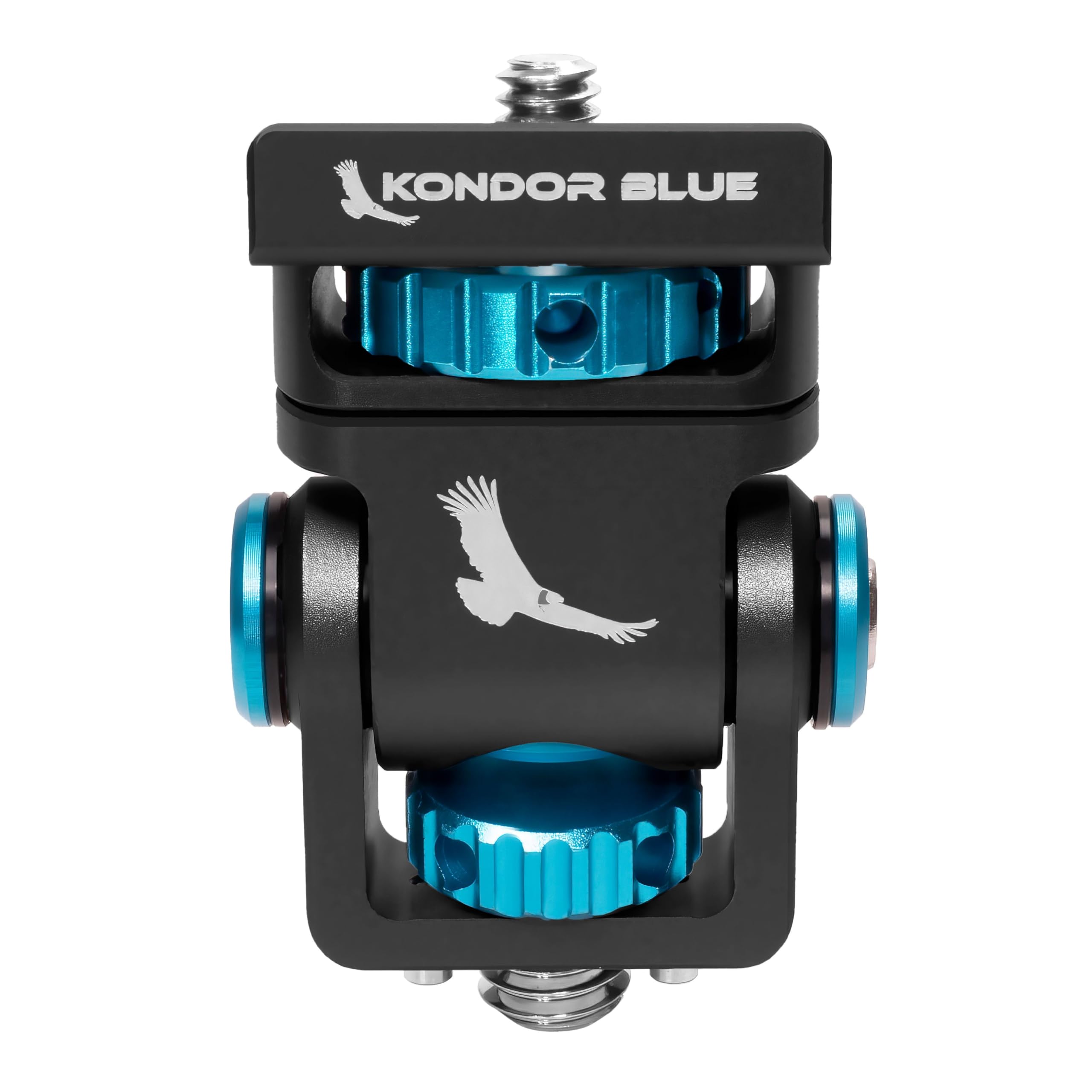 KONDOR BLUE | 1/4-20 Pan Tilt Monitor Swivel Mount with ARRI Locating Pin | 360 Swivel, 180 Tilt, Adjustable Tension Lock for Field Monitors and