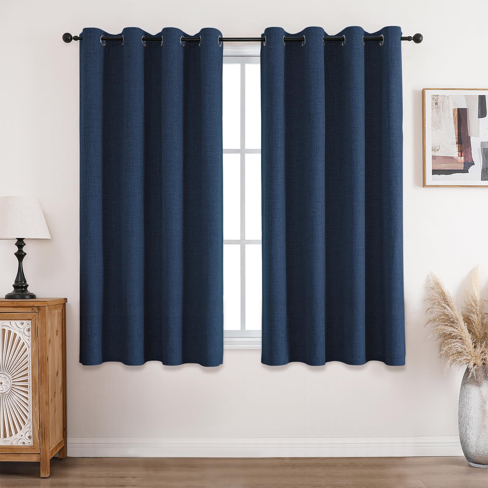 CUCRAF 100% Blackout Curtains Blue 63 Inch Drop 2 Panels Soft Texture Energy Saving Sun Blocking Thermal Eyelet Curtains for Bedroom Living Room 52 X 63 Inch — image 1