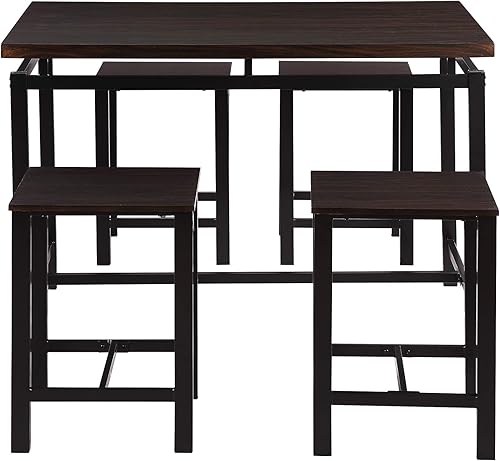 Miniatura 39 de AWQM Juego de mesa de comedor para cocina, sala de estar, bar, color marrón industrial café industrial,Negro-2,Beige (Style 2-Beige),Estilo