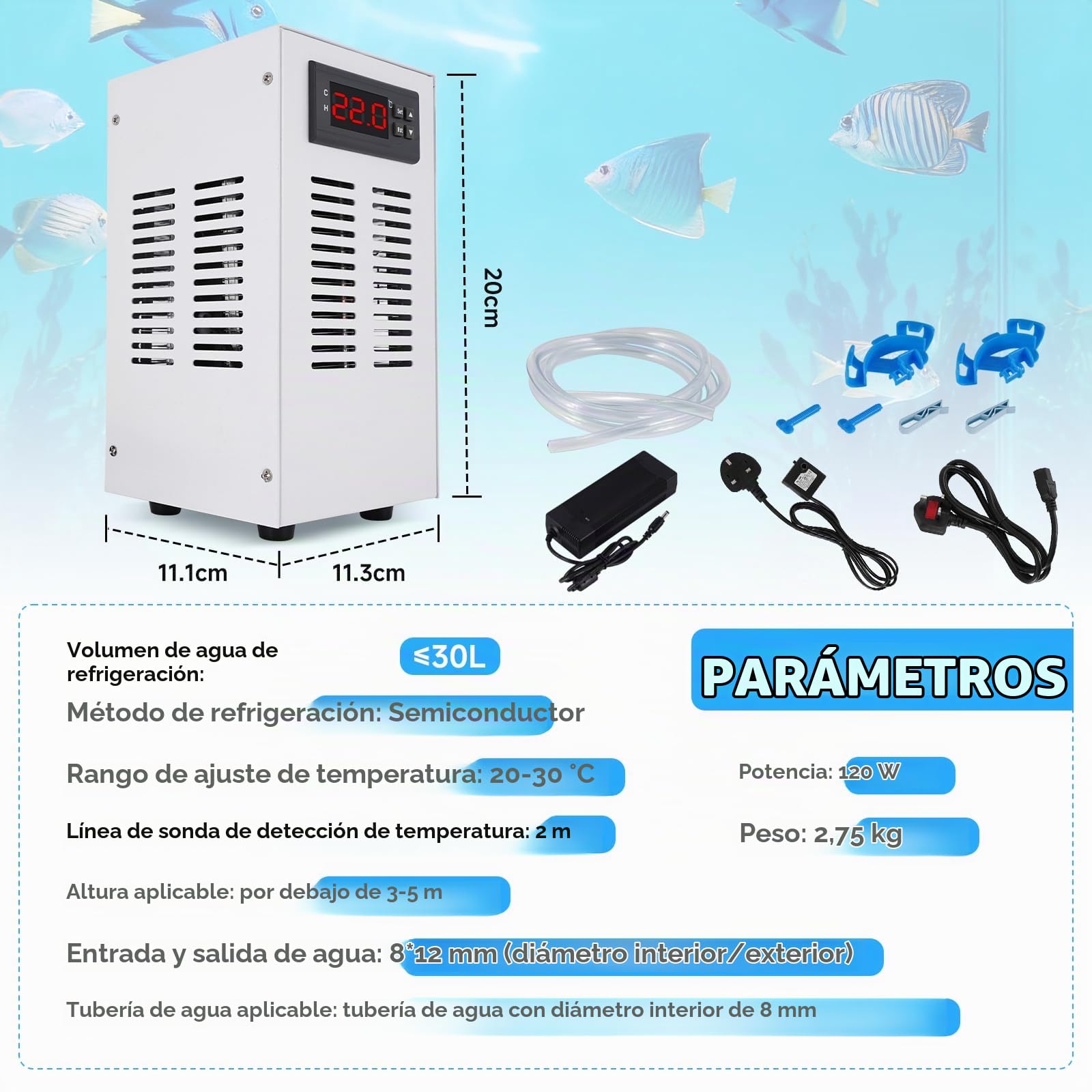BAOSHISHAN 30L Mini enfriador de acuario 120W Pequeño enfriador de acuario para pecera