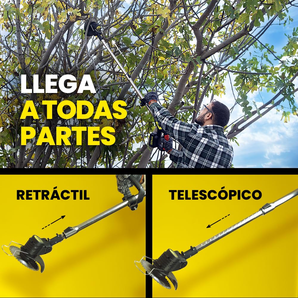 MAKTUL Desbrozadora Batería Eléctrica 8000mAh (2 Baterías 4000mAh 20V) Potente 18.000 RPM, Cortabordes Multifunción 3 en 1 Arbustos Césped, Cortacesped Eléctrico Ajustable para Jardin con Accesorios