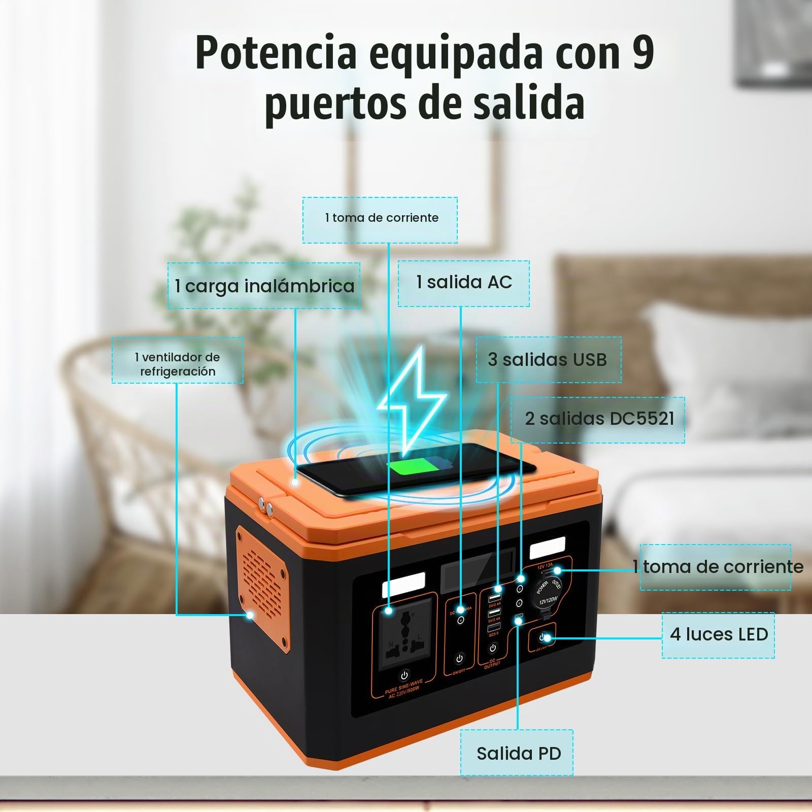 KAOLALI Estación de Energía Portátil 499 Wh 135000 mAh - Generador Solar Portátil 220V/500W, con salida de CA, Fuente de Alimentación de Emergencia, Generadores para Autocaravanas