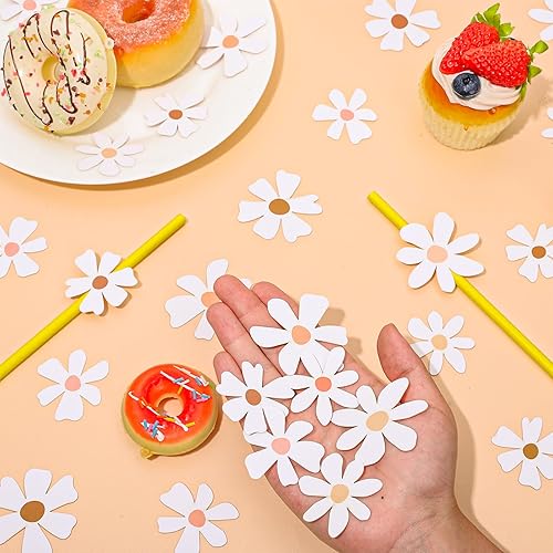 Whaline 280 piezas de confeti de margaritas con confeti de flores, estilo bohemio, estilo floral, confeti, decoración de fiesta para baby shower,