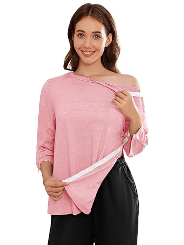 Deyeek Women's Post Shoulder Surgery Shirts Tear Away 3/4 Snap Tops | After rotator cuff snap shirts chemo port adaptive clothing for post surgery dialysis patients and broken arm recovery