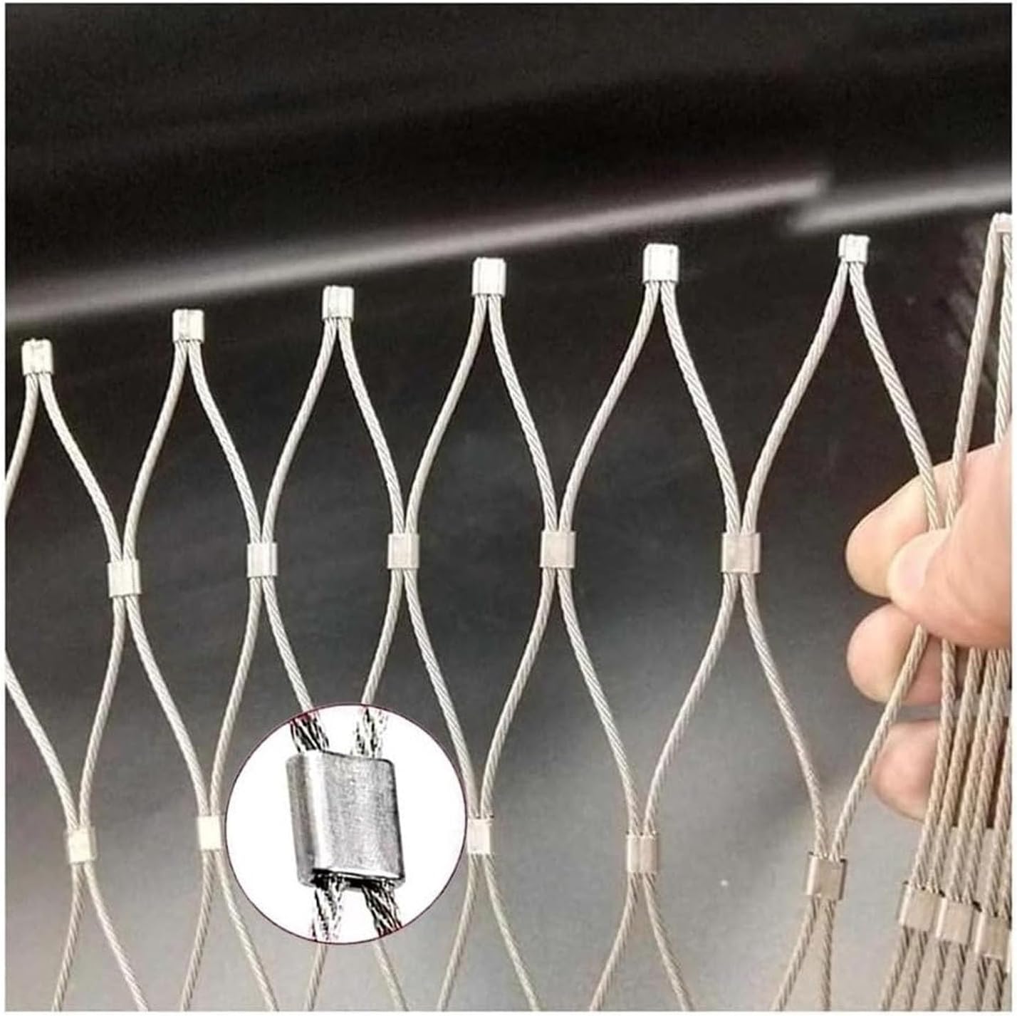 304 Stainless Steel Rope Net - Flexible Woven Wire Mesh Garden Fence for Balcony & Outdoor Safety - Pet Protection Netting, 2.8m High x 25m Long (9.18ft x 82.02ft)