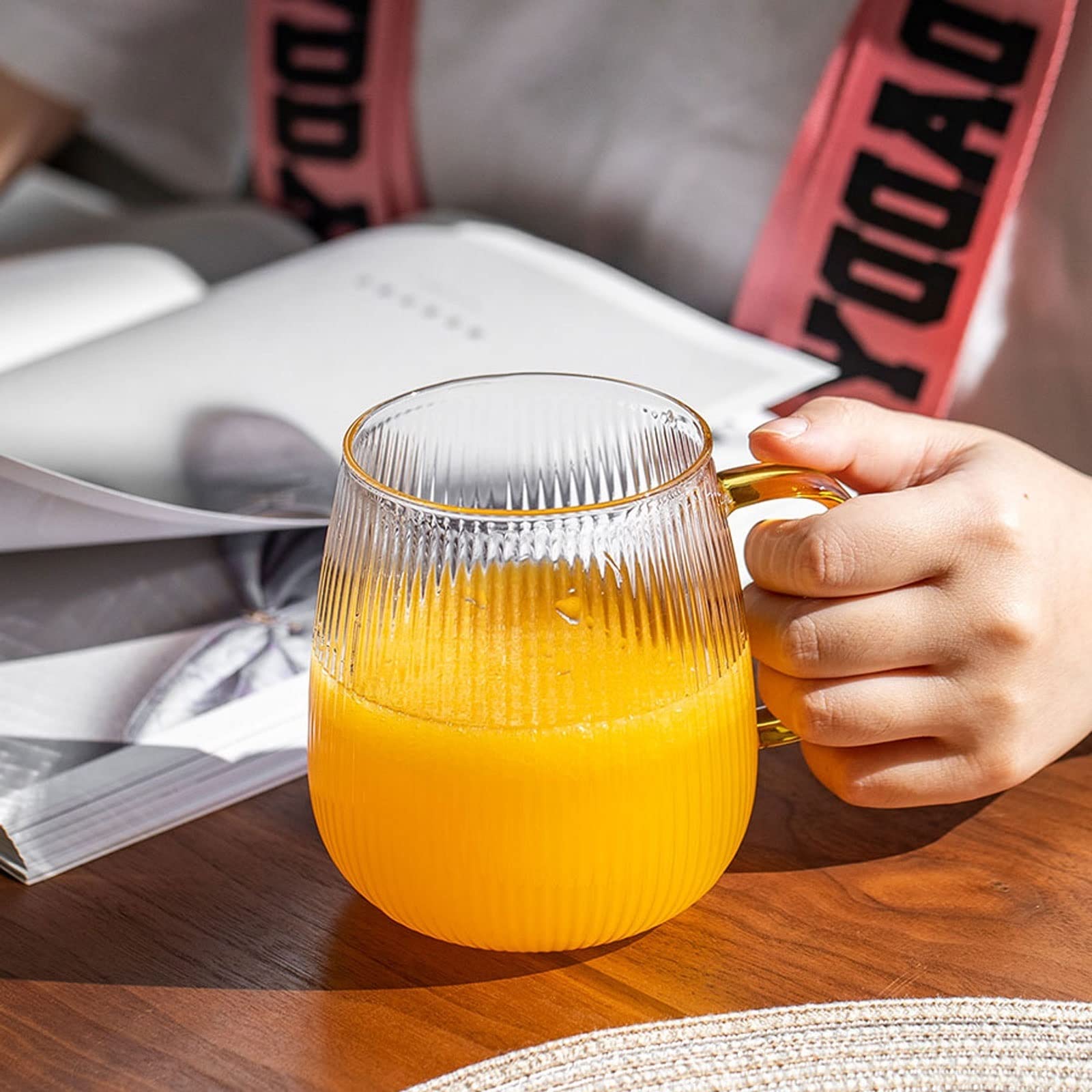 Szklanki Duży szklane kubki kawowe, szerokie usta kubki do zupy, cappuccino, kawy, latte, płatków, lodów itp., 15.8oz / 21 uncji, szklany kubek z łyżką i pokrywką Szklanki do wody Szklanka barowa