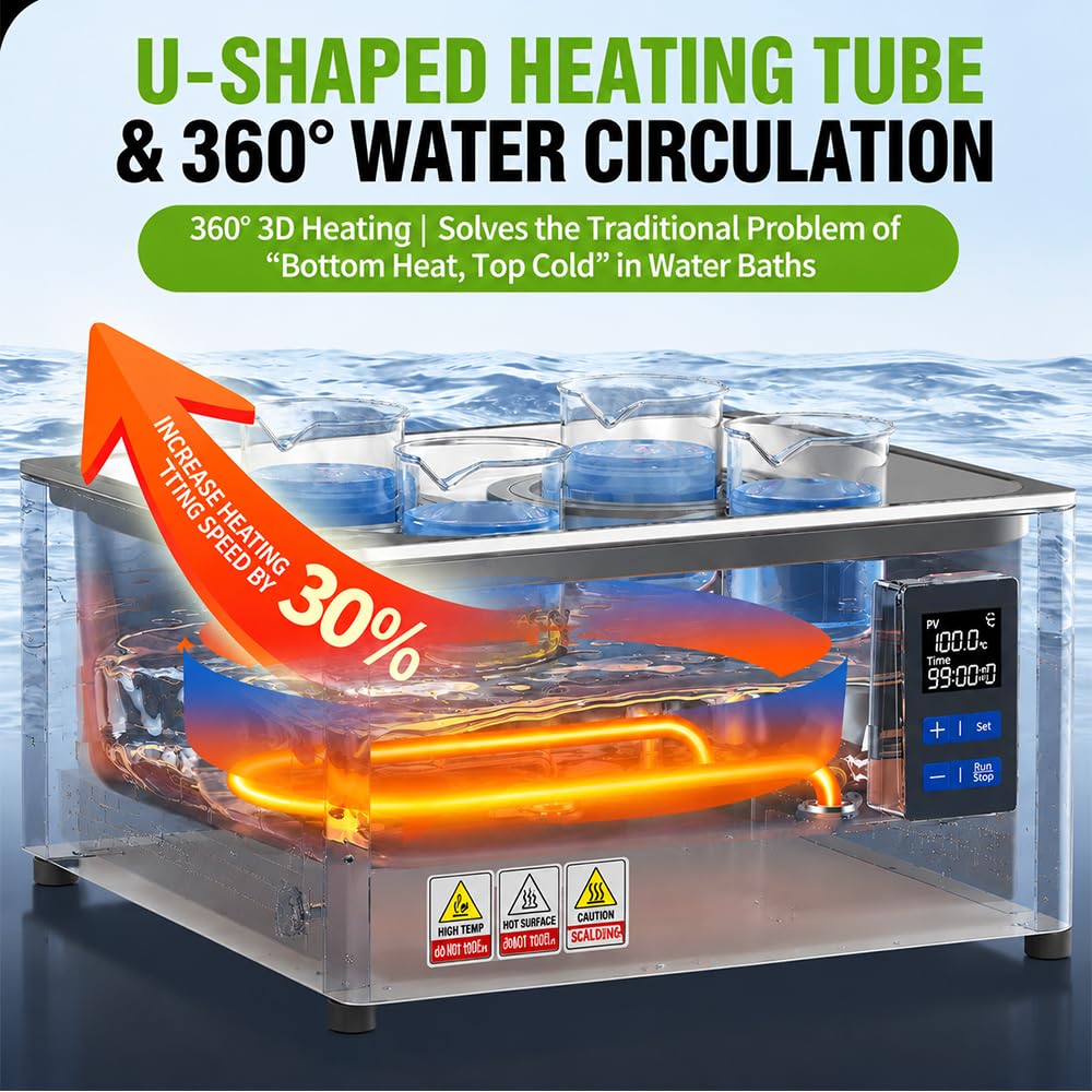 Baño de Agua termostático Digital, Control PID LCD, protección contra Funcionamiento en seco
