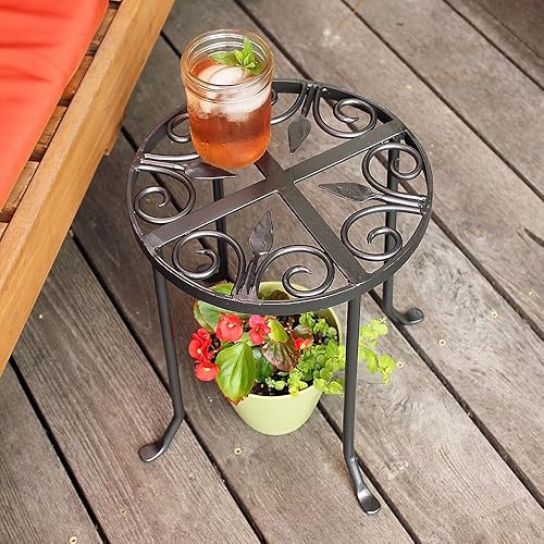 Miniatura 7 de Achla Designs VTT-01 - Soporte redondo para plantas de hierro forjado color grafito