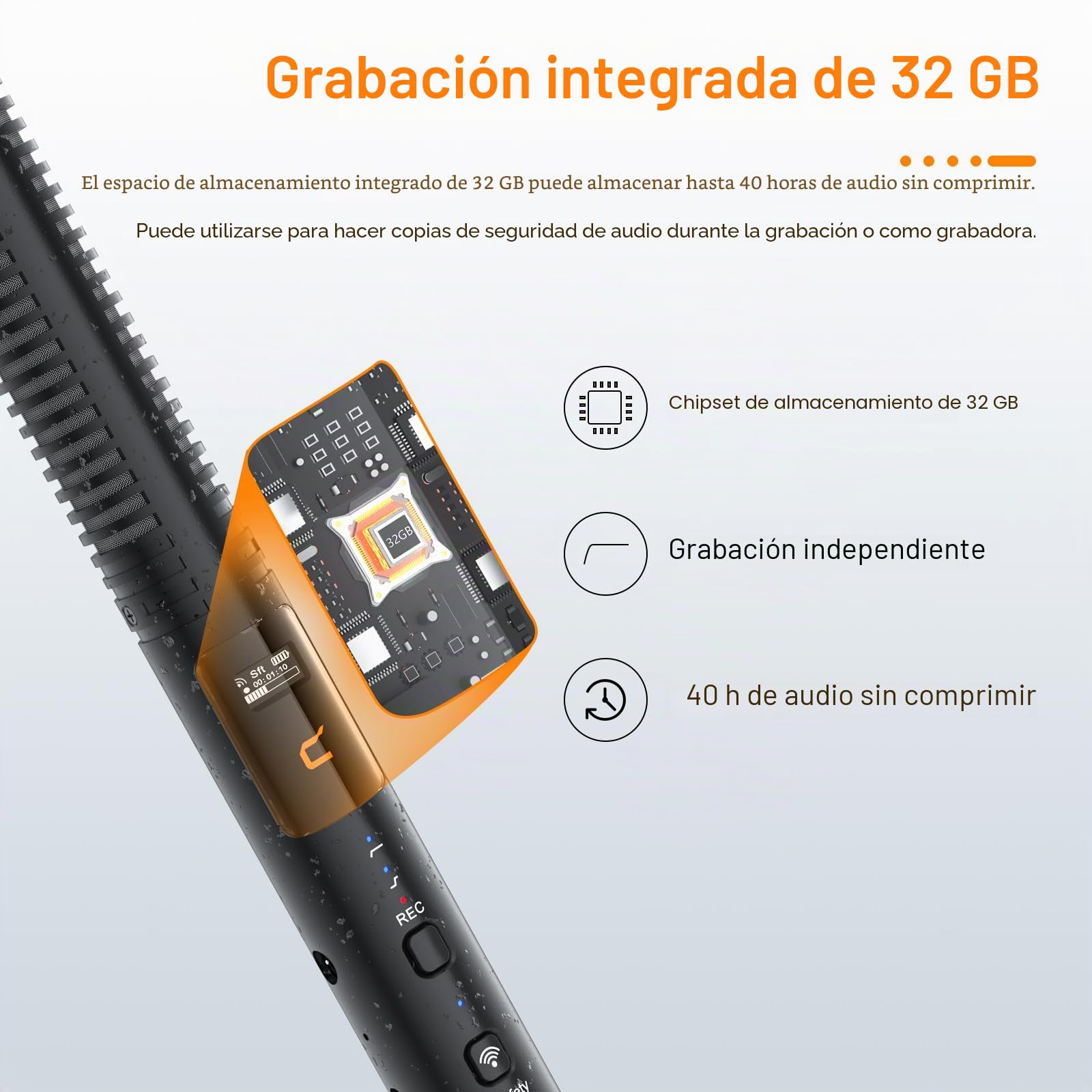 COMICA VM40 Inalámbrico Micrófono con Shotgun Mic, Grabación en Flotante de 32 bits, 32GB de Almacenamiento, Filtro de Corte Bajo, Micrófono para Cineastas, Entrevistas, Reporteros(Combo)