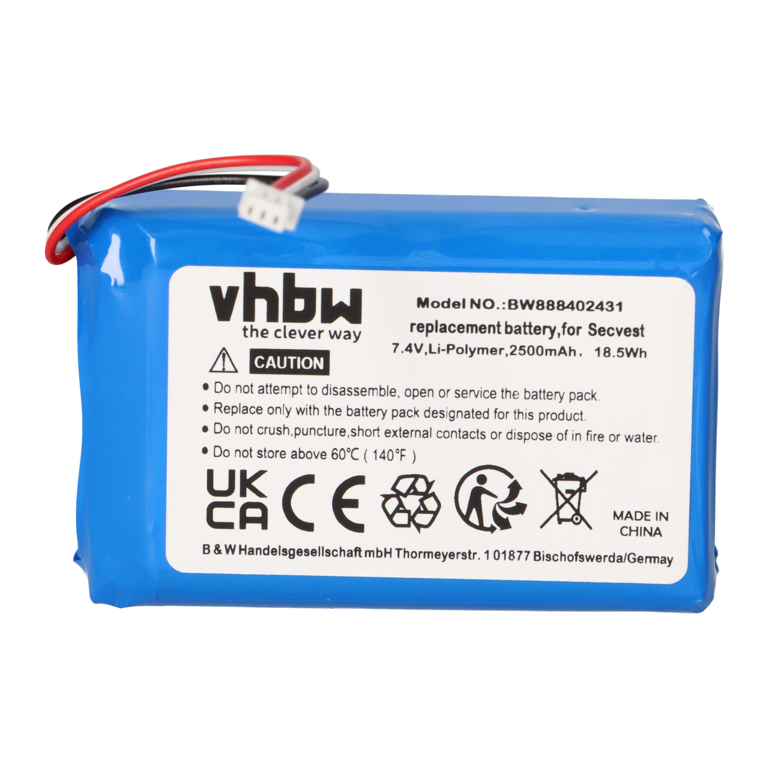 Akku Passend Für FUBT50000 ABUS Secvest 7.4V Li-Polymer 2500mAh - Mignon AA Battery SAG - Langlebig - Wartungsfrei - Zuverlässig