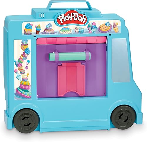 Miniatura 4 de Play-Doh Kitchen Creations - Juego de camión de helado para niños, 20 accesorios de cocina, 5 colores, juguetes preescolares para niñas y niños de 3