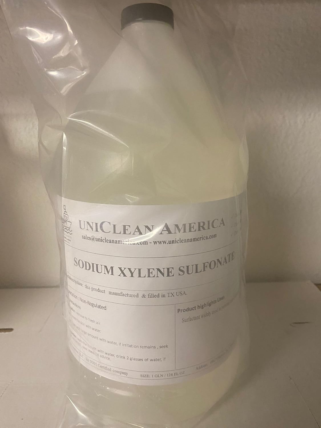 Sodium Xylene sulfonate - SXS 40% - Cleaning Agent surfactant - UniClean America - Made in USA - Size: 2 Gallons