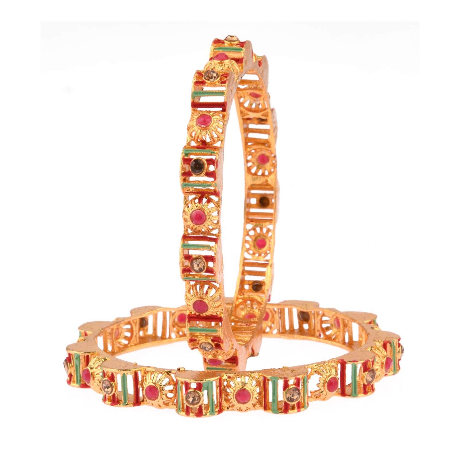 Efulgenz Indian Style Bollywood Traditional Rhinestone Indian Bangle Bracelet Set Jewellery for Women