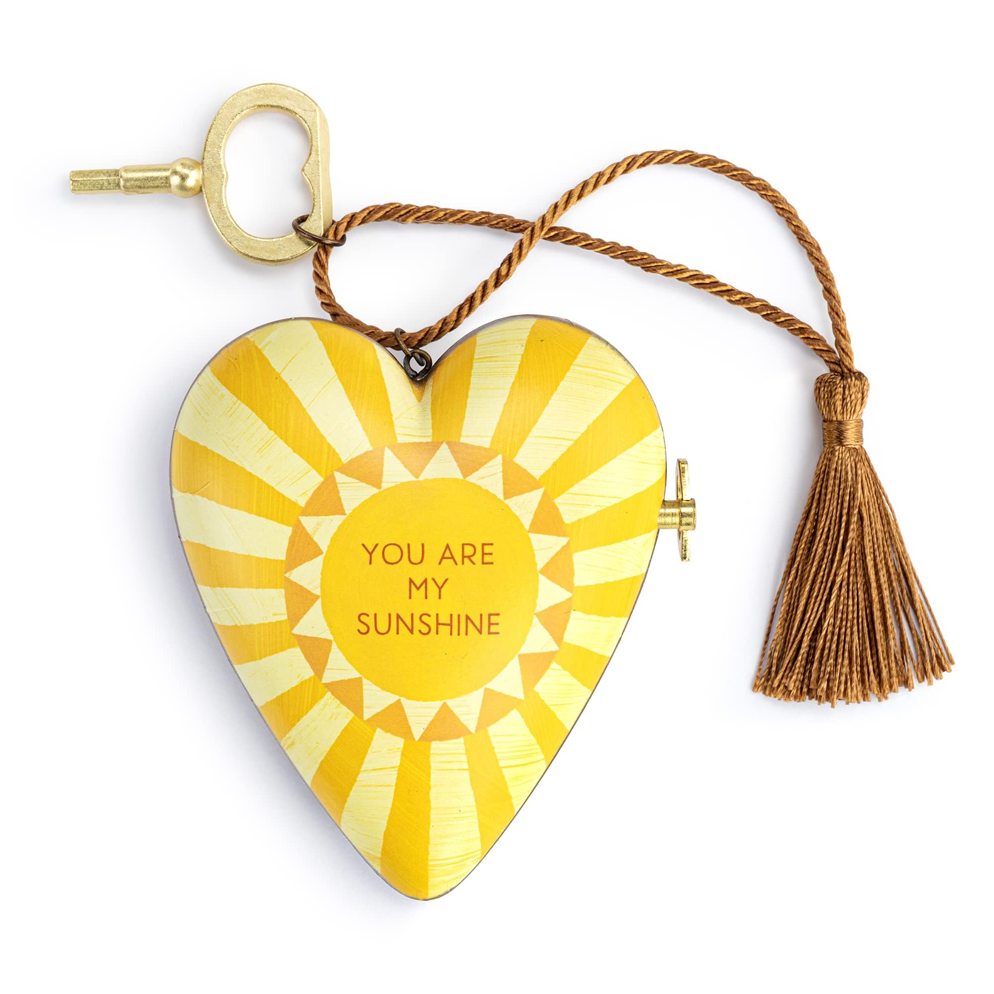 DEMDACO Sunshine Yellow 3.5 x 3.5 Resin Stone Musical Art Heart Token Plays You are My Sunshine