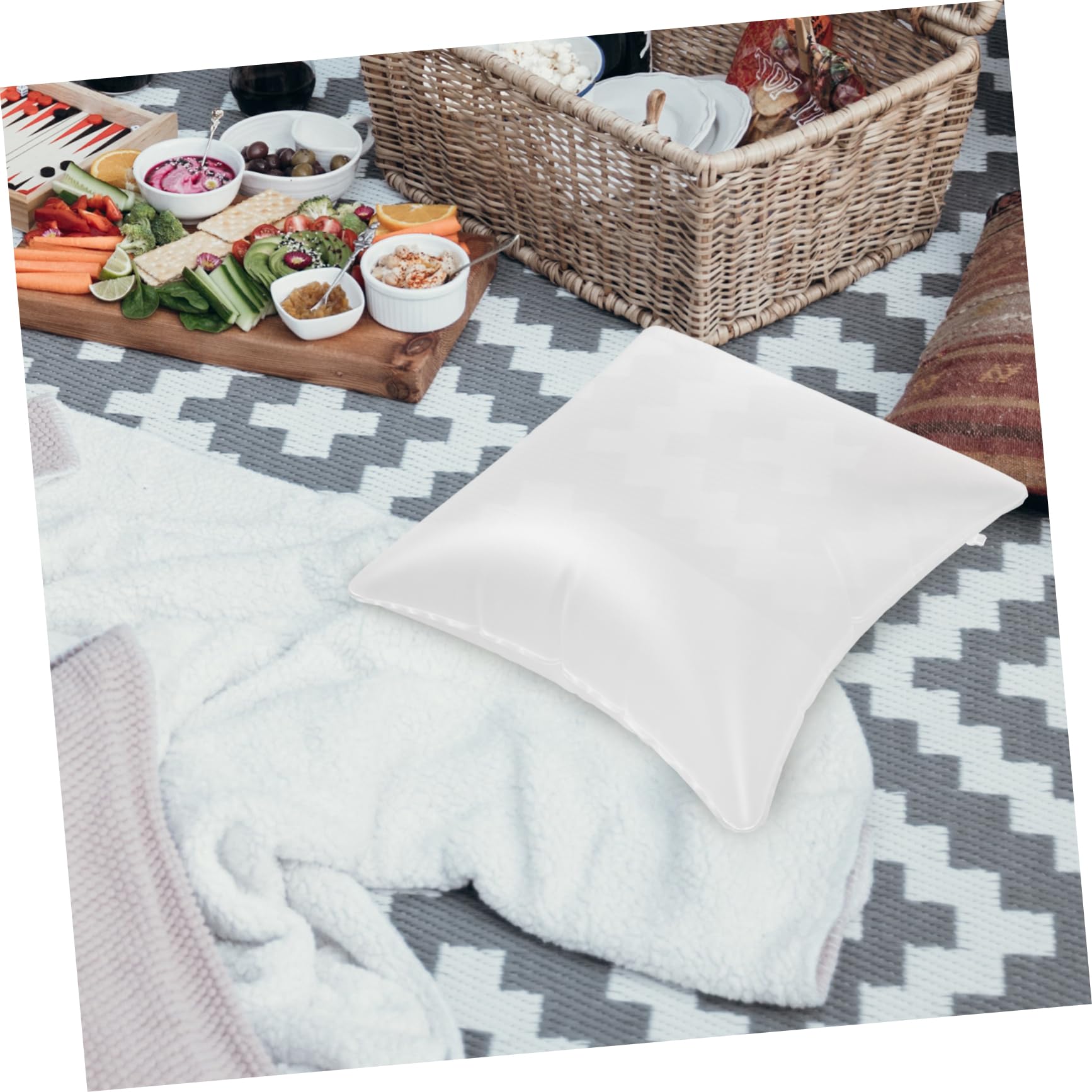 JEWEDECO Transparent Inflatable Pillow Portable Camping Cushion Insert Ergonomic Design for Outdoor to Clean Material for Sofa and Car Use Lightweight and Convenient