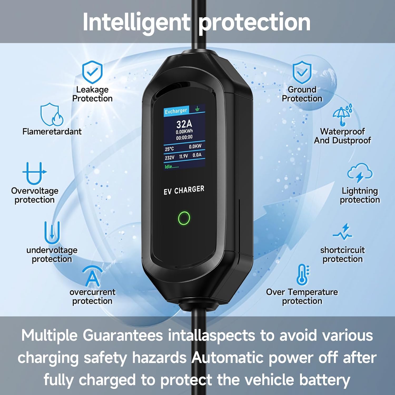 Mobile Wallbox 7.2kW Typ 2 Ladekabel, 7M Ladekabel Elektroauto | Typ 2 6/8/10/13/16/20/24/32A Einstellbare Strom, Ladegerät Schuko Elektroauto Schuko, EV Ladegerät mit APP, IEC 62196-2
