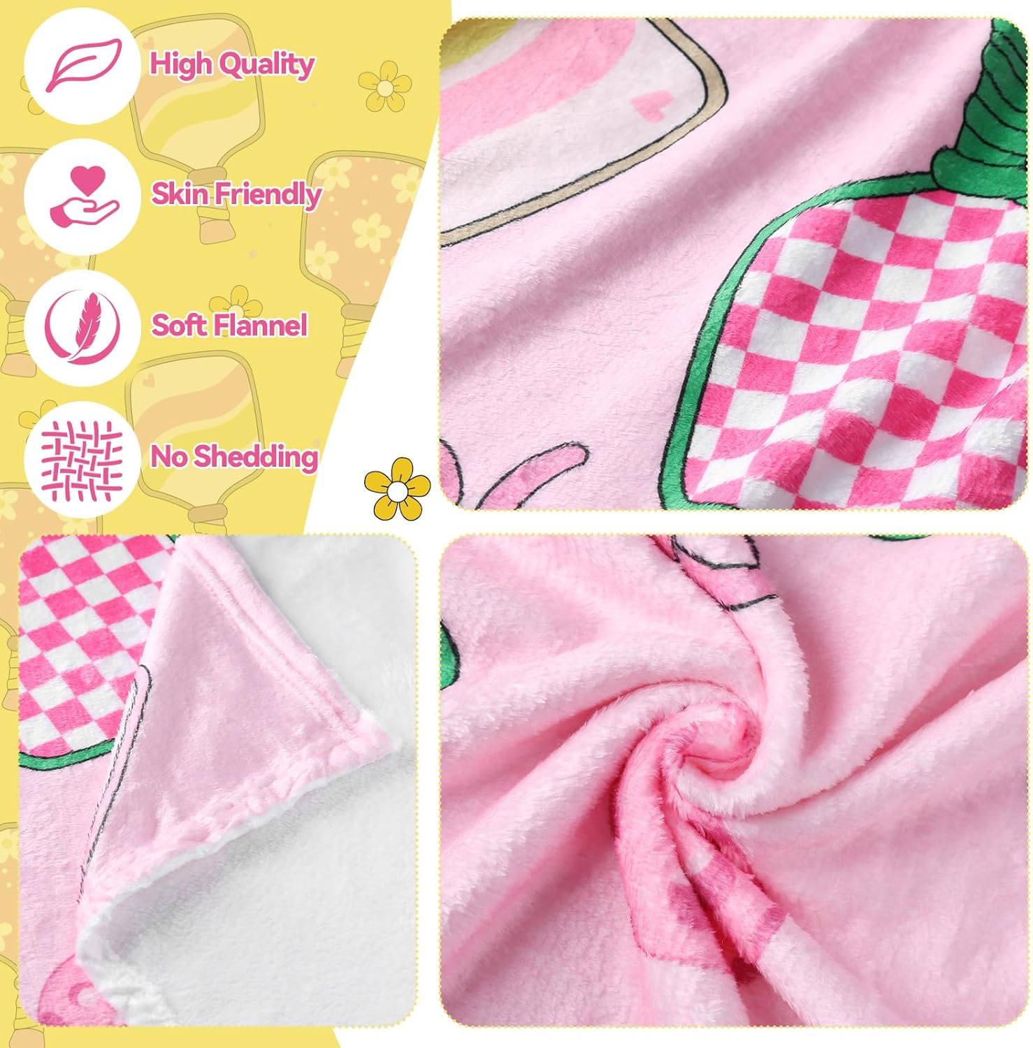 Newwiee 4 Pack Dinkball Throw Blankets for Teens Adults Soft Flannel Blanket Sport Ball Funny Gift for Dinkball Lovers Teams Players Coaches, 40"x50"