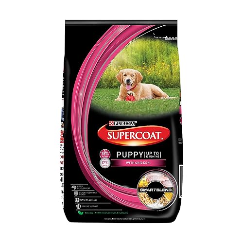 PURINA SUPERCOAT Puppy Dry Dog Food, Up to 12 Months, with Chicken, Smartblend Precise Nutrition for Whole Body Health, No Artificial Colours & Flavours, 2.5 kg