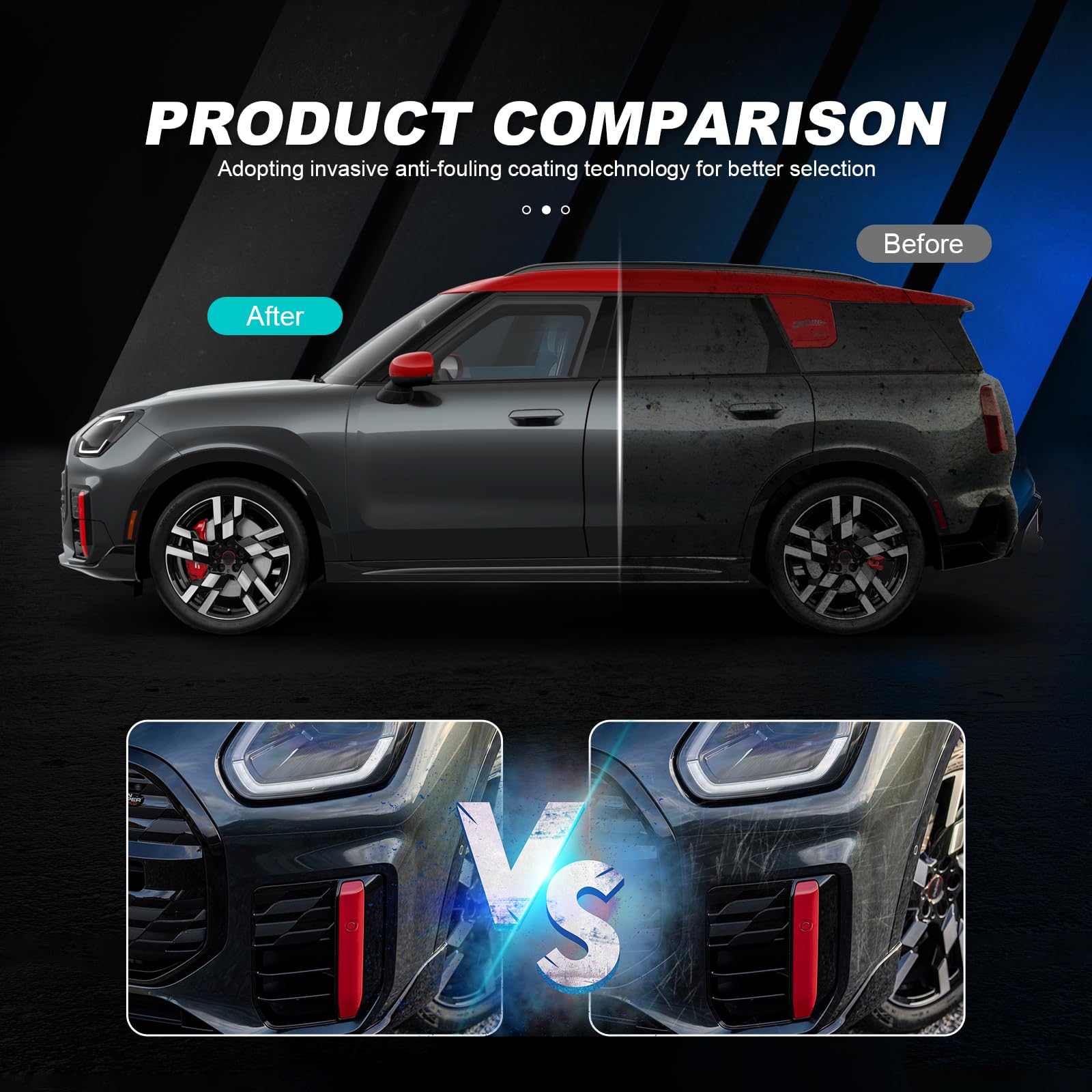 für Mini Countryman JCW 2024 Auto-Lackschutzfolie Vorgeschnitten TPU Transparent Selbstklebend Regenfest Wasserdicht HD Kratzfest zubehör (Oberlicht 2St)