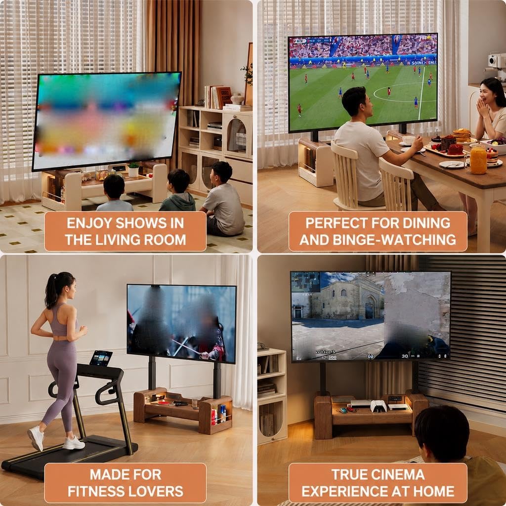 Carro Porta TV Móvil con Ruedas y Soporte Ajustable