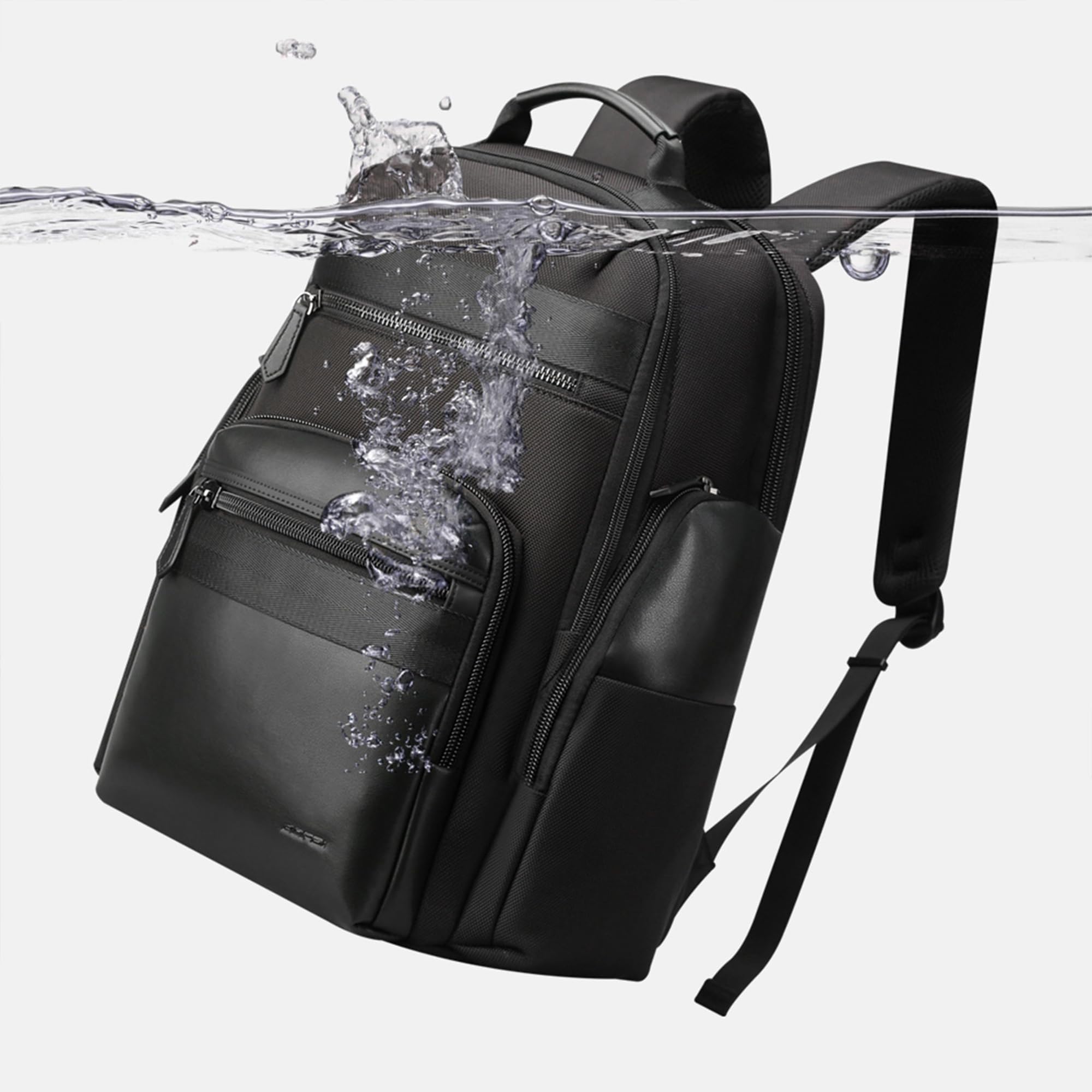 Mochila de viaje de 30L para hombre, mochila de negocios para laptop de 15.6 pulgadas con carga USB, mochila resistente al agua, color negro 7