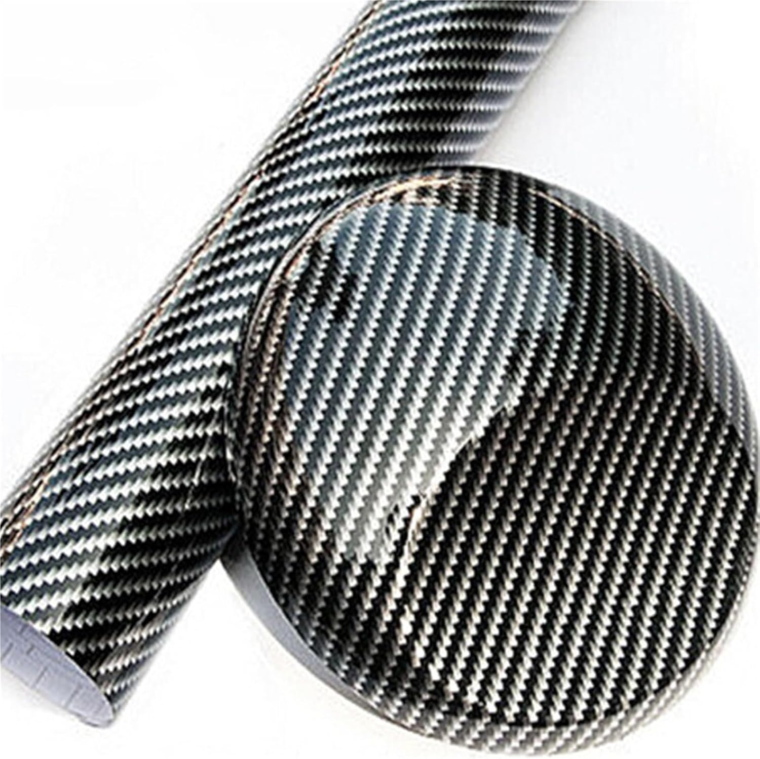 2D Black Silver Twill Carbon Fiber Film 2D Glossy Carbon Fiber Vinyl Film Auto Wrapping Vinyl wrap foil car Sticker(Black Grey Twill,152CM X 60CM)