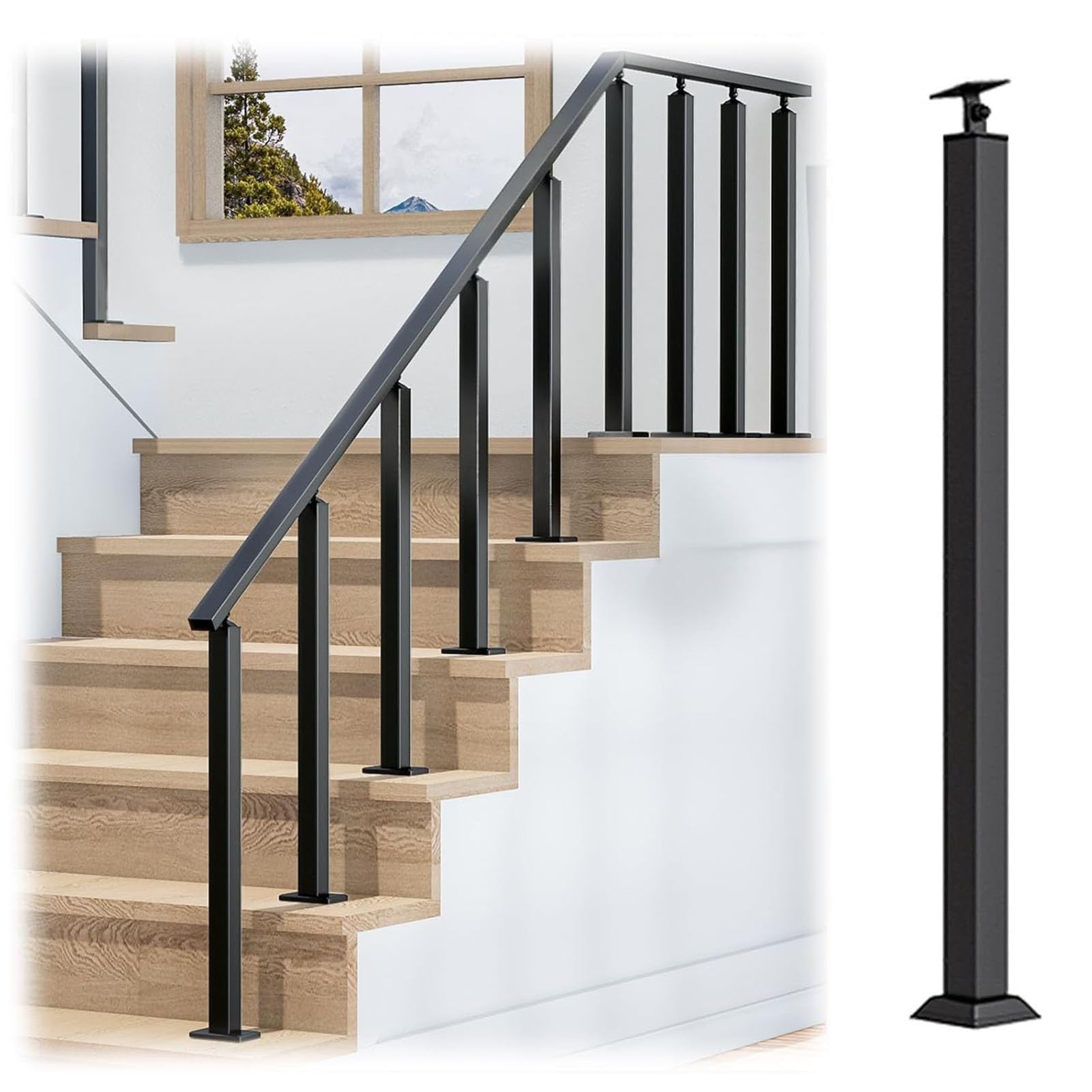 ZARUX Sistema De Pasamanos De Cubierta, Husillos De Barandilla De Metal  Para Interiores Y Exteriores, Eje, image size:1601x1601